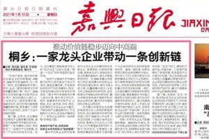 嘉興日?qǐng)?bào)頭版頭條點(diǎn)贊！桐鄉(xiāng)：一家龍頭企業(yè)帶動(dòng)一條創(chuàng)新鏈